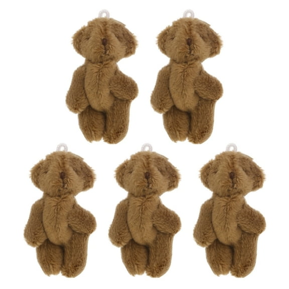 2.3’’ Mini Joint Bear Dolls Lovely Plush Toy Keychain Ornament Women Handbag Decors Kids Student Backpack Pendant 5PCS