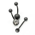 thumbnail image 3 of Belly Button Ring and Tongue Ring Barbell Package of 3 Sand Finish CZ Jewelry, 3 of 17
