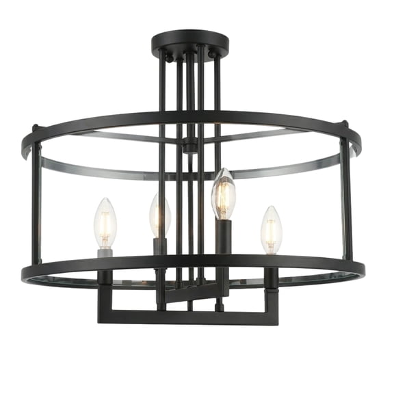 Vivio Lighting Ravenna Matte Black Acrylic Glass Semi Flush Mount Ceiling Light