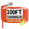 thumbnail image 1 of HUANCHAIN 16/3 Rallonge Extérieure de 100 Pi Étanche avec Extrémité Éclairée, Cordon Électrique Extérieur Flexible et Résistant au Froid à 3 Broches, 10A 1250W 125V 16AWG SJTW, Orange, Homologué ETL, 1 of 7