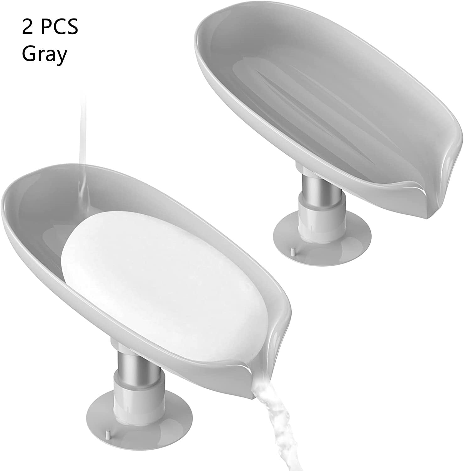 Super Suction Cup Soap Box Drain Leaf Shape Sponge Storage Holder Dish