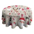 thumbnail image 4 of Beige Christmas Santa and Reindeer Pattern Round Tablecloth 60"x60",Wrinkle Wipeable Table Cloth for Kitchen Dining Room Picnic Patio Party, 4 of 6