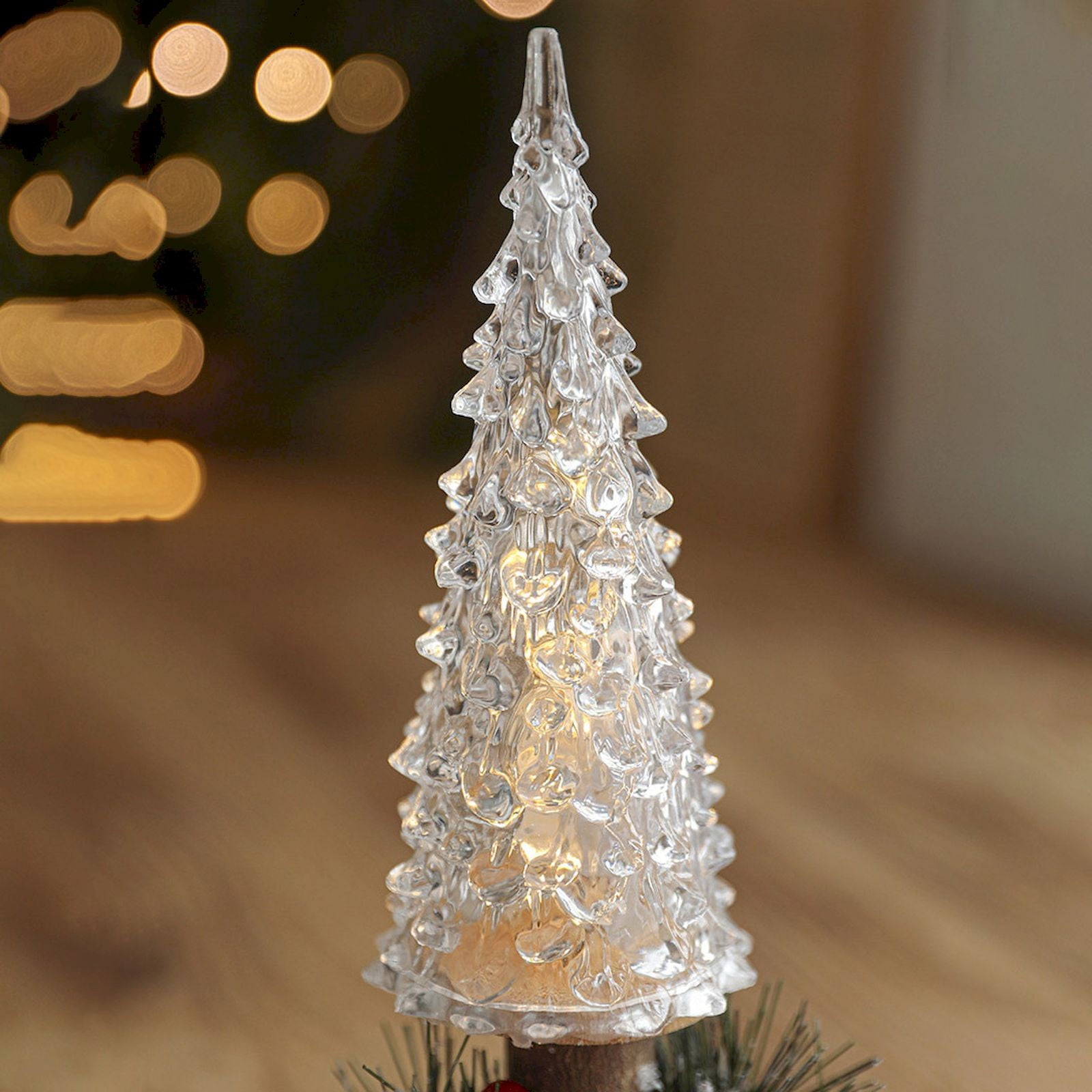 Sapin De Noël En Verre Mercure Or Rose Avec Lumière Colorée Dynamique, Décorations De Table De Noël éclairées Avec Minuterie Pour Salon, Cheminée, Table De Fête, 20,3 Cm De Hauteur