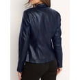 thumbnail image 3 of Women's Faux Leather Jacket, Stand Collar Moto Biker PU Coat for Women, Slim Fit Zippered Outwear for Casual Fall Winter Fashion, 3 of 7
