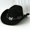 thumbnail image 6 of Vjnyvs Western Cowboy Hat for Men Women Wide Brim Felt Fedora Cowboy Hats with Rhinestone Cowboy Party Decorations, 6 of 7