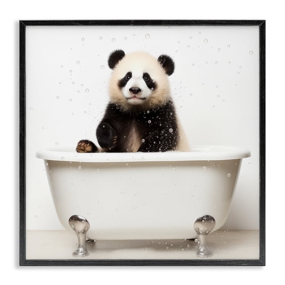 Stupell Industries Contemporary Panda Bathtub Bubbles Black Framed Giclee Art, 12 x 12, by Lazar Studio