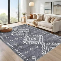 Garvee 10'x13' Area Rugs for Living Room Indoor Bedroom Rug Large Bohemian Farmhouse Rug Non-Slip Soft Geometric Carpet, Gray