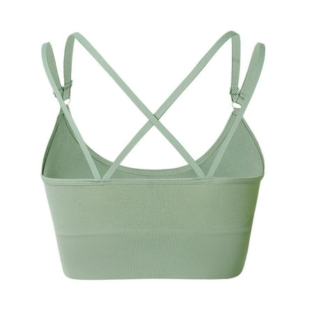 YUTK Front Close Bras for Women - Fashion Women Solid Color Wireless Back Beauty Gathering Chest Cushion Ventilation Yoga Sports Bra Green Xl