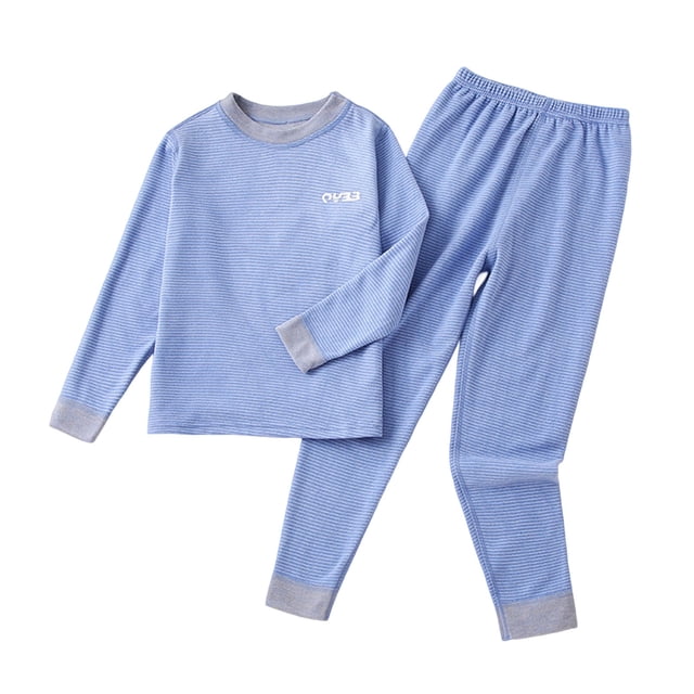 ZACPNCV Pyjama pour Filles Enfants Ensemble de Pyjamas 2 Pcs Doux et Confortable Haut à Manches Longues et Pantalon Pyjama Extensible pour Filles Bleu 9-10 Ans