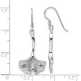 thumbnail image 4 of Sterling Silver Rhod-Plated Polished Grooved Ginkgo Leaf Dangle Earrings (Width 16.4) (Length 38.3) - Jbsp, 4 of 5