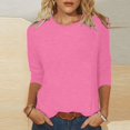 thumbnail image 2 of Womens Tops Casual 3/4 Sleeves,Summer Shirts for Women 2024 Trendy Dressy Blouses Trendy Crew Neck T-Shirts Tops, 2 of 5