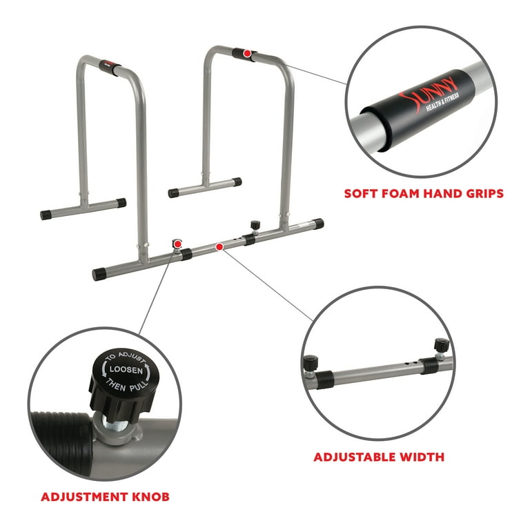 Sunny Health Fitness Dip Bar Stand Machine w Safety Connector