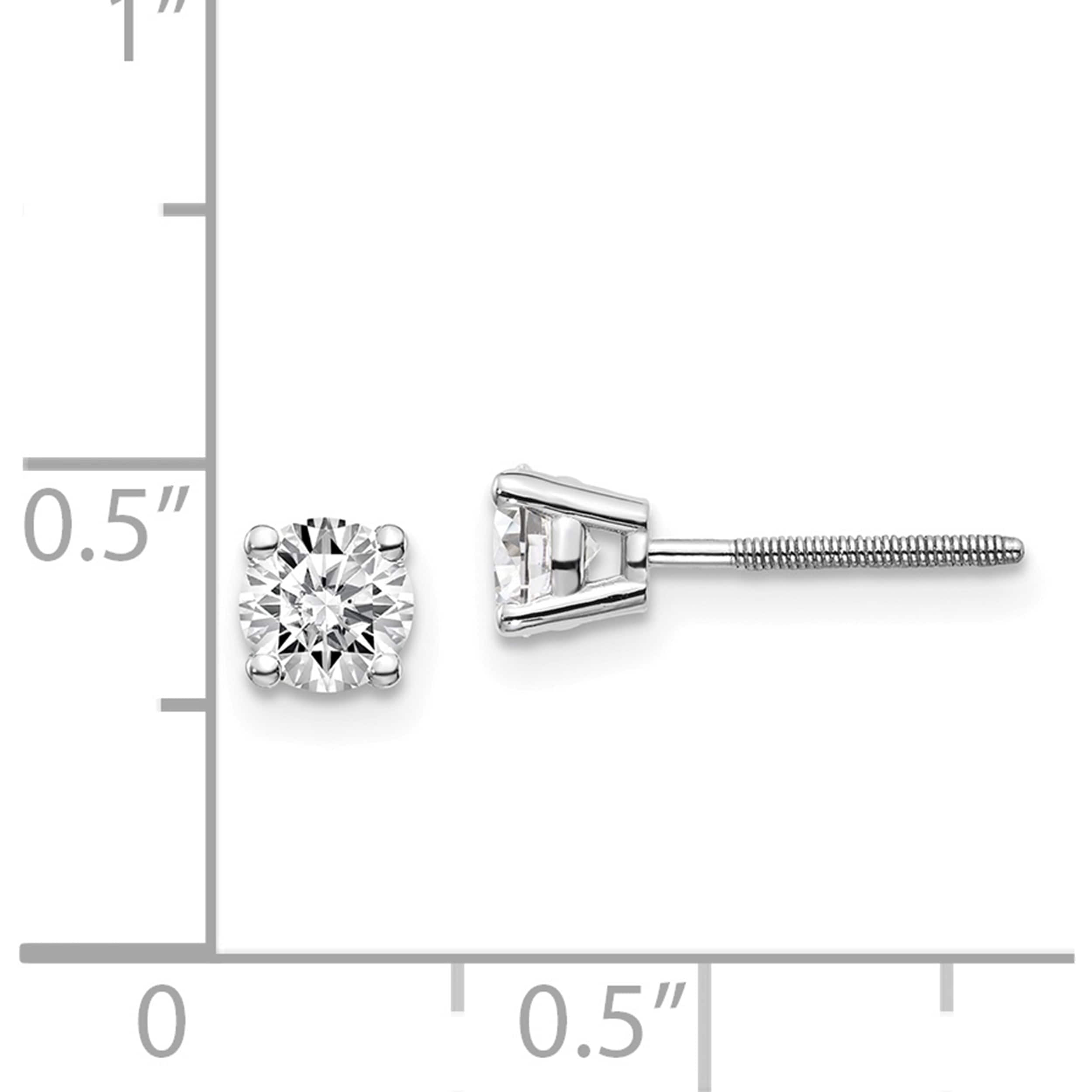 14K White Gold 14Kw .70Ct Si3 G-I Diamond Stud Thread On/Off Post Earrings (4.4 X 4.4) Made In United States st3-70w
