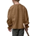 thumbnail image 4 of Domuza Boys Medieval Pirate Shirt Kids Renaissance Halloween Scottish Jacobite Costume Tops Brown 120, 4 of 4