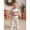 thumbnail image 4 of Miaouyo Infant Baby Boy Girl Christmas Rompers 0 3 6 12 18 Months Letters Embroidery Crew Neck Long Sleeve Jumpsuit, 4 of 9