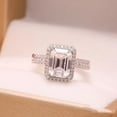 thumbnail image 2 of Dash Jewelry 2.3 Ct Emerald Cut VVS1/D Moissanite Women's Engagement Rings - 14k White Gold Plated Solitaire with Accents Wedding Rings - Bridal Set Design - Wedding Rings, 2 of 3