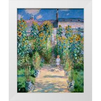 Monet, Claude 20x24 White Modern Wood Framed Museum Art Print Titled - The Artists Garden At Vetheuil 1881