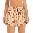thumbnail image 2 of Susaid Cute Foxes Print Women's High Waisted Running Shorts Quick Dry Athletic Gym Track Workout Shorts Zip Pocket-XX-Large, 2 of 7