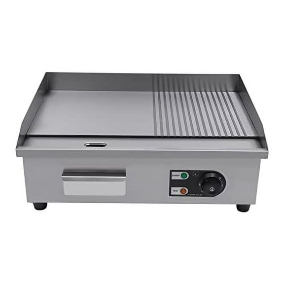 Commercial Electric Griddle Flat Top Grill, Hot Plate BBQ Countertop Adjustable Temperature Control with 122~572℉(1600W,110V)