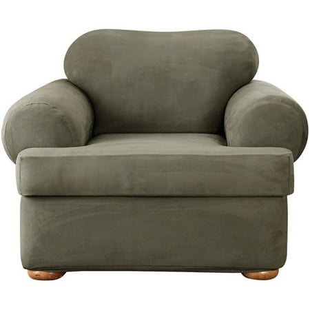 Sure Fit Stretch Suede 2-Piece T-cushion Chair Slipcover ...