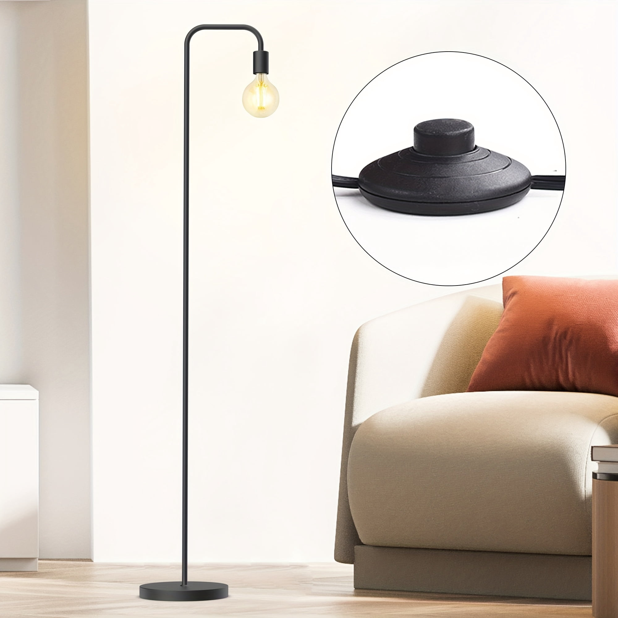 Industrial Standing Arched Floor Lamp And Bulb Included, For Living Room And Bedroom