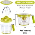 thumbnail image 2 of Exprimidor manual, exprimidor de mano multifuncional, exprimidor de lima limón con mango cómodo, exprimidor de naranja de capacidad (verde), 2 of 5