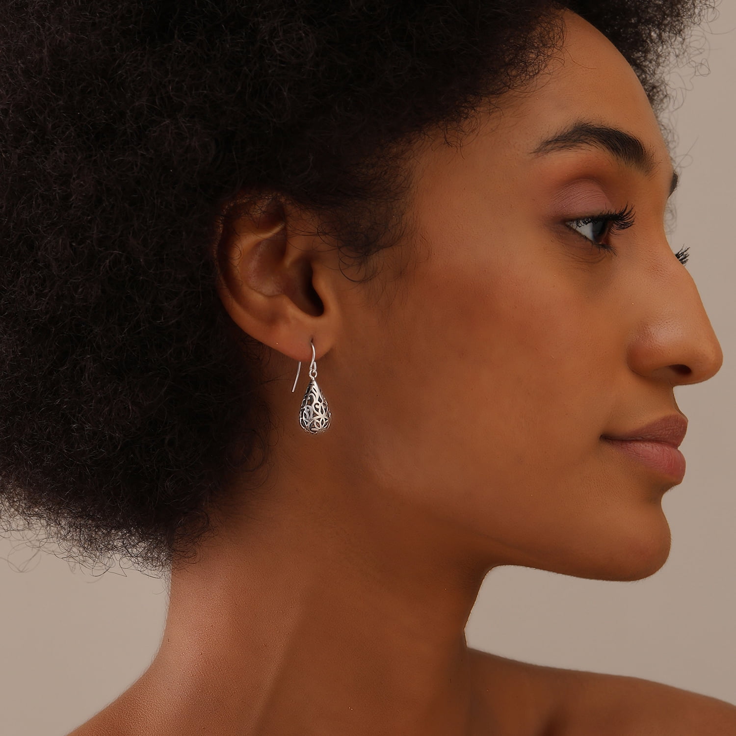LeCalla 925 Sterling Silver Lacy Floral Teardrop Dangle Earrings for Women and Teen 30MM