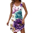 thumbnail image 3 of Otvok Everyday Loose Women's Mini Dresses Sleeveless Tank U Neck Lightweight Summer Beach Vacation Sundress, 3 of 7