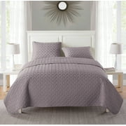 VCNY Home Nina Solid Basketweave Quilt Set, King, Lilac