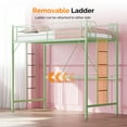 thumbnail image 4 of Zimtown Upgrated Twin Loft Bed with Ladder Metal Bunk Bed with Flat Step Ladder, Green, 4 of 8