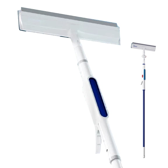 2-in-1 Spray Window Squeegee with 51.2" Extension Pole, Built-in Water Tank, Multi-Use Squeegee for Home Shower Car Windshield