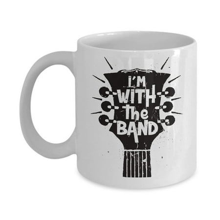 I'm With The Band Distressed Guitar Headstock Coffee & Tea Gift Mug, Rock Groupies Merch, Gifts for