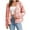 Pink, variant on Long Sleeve Women's Open Front Button Down V Neck Knitted Floral Print Sweaters Cardigan