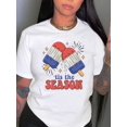 thumbnail image 1 of Camiseta De Mujer Verano Activewear Camiseta Básica Para Senderismo Deportes VacacionesWomen's Casual Summer Tee - Trendy Round Neck Short Sleeve with Unique Ice Pop & Fireworks Print, Stretchy Poly, 1 of 8
