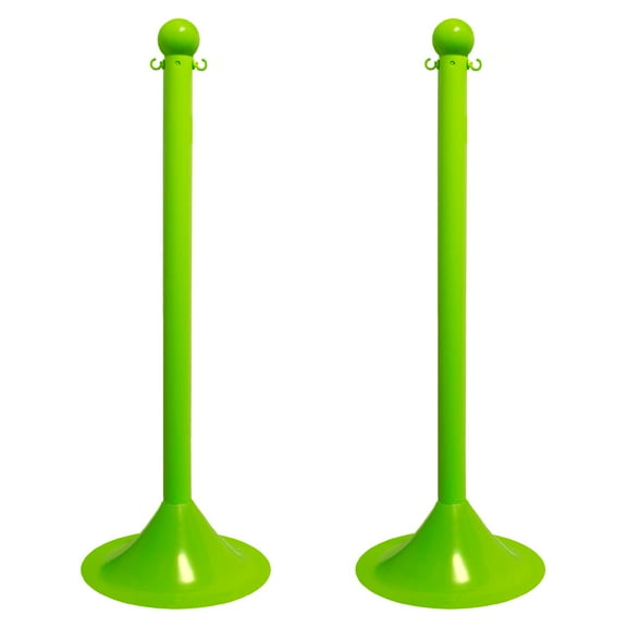 2 Inch Safety Green Light Duty Stanchion (2 Pk)
