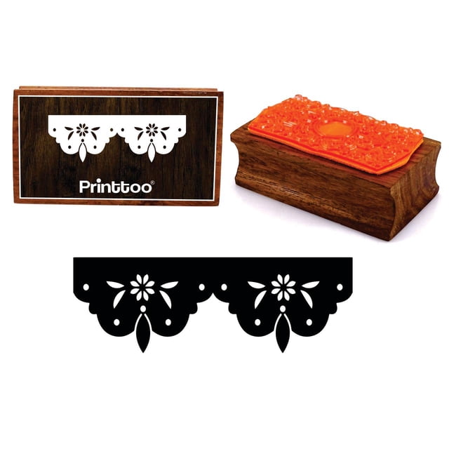 Printtoo Rectangular Wooden Rubber Stamp Silhouettes Ornate Lace Border Scrap-Booking