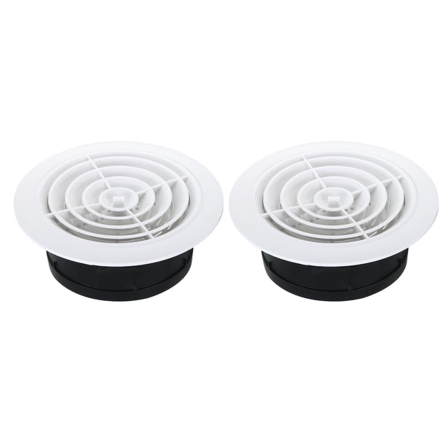 Unique Bargains 8 Inch Round Air Vent 2pcs Adjustable Ceiling Diffuser Grill Cover ABS Louver Soffit Vent with Screen Rotate Type