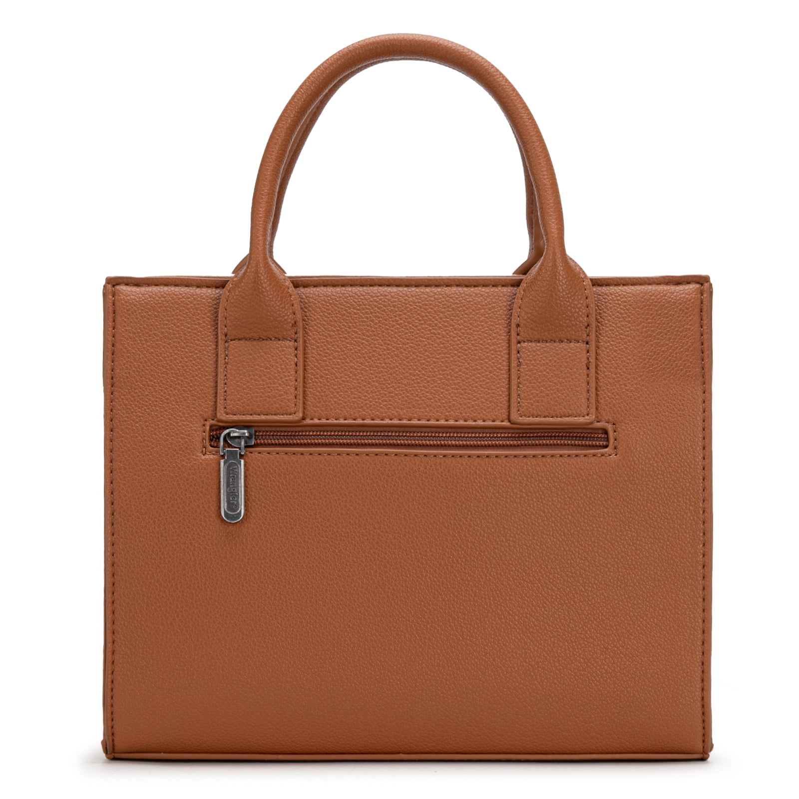 Wrangler Medium Tote Bag for Women Canvas Structured Satchel Purse with Braided Straps Top-handle Handbag with Zipper Pocket, Brown