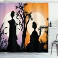thumbnail image 1 of Ambesonne Japanese Art Shower Curtain, Folk Women Night Sky, 69"Wx84"L, Lilac Orange Charcoal Grey, 1 of 3