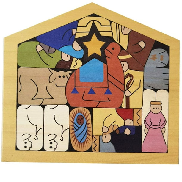 Figura de juguete de rompecabezas de Jesús, regalo, hecha a mano, colorida, única, adorno educativo. D