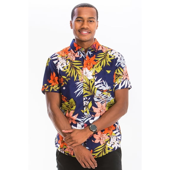 Men Hawaiian Shirt Vacation Short Sleeve Casual Button Down Shirts Summer Beach Shirt