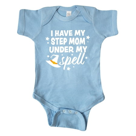 

Inktastic I Have My Step Mom Under My Spell with Cute Witch Hat Gift Baby Boy or Baby Girl Bodysuit