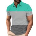 thumbnail image 1 of Camisa Casual de Impresión de Gradiente de los Hombres, Top de Solapa de Manga Corta en Tela de Malla Ligera para el Aire Libre Y el Ocio, Blusa de Suéter Elegante, 1 of 9
