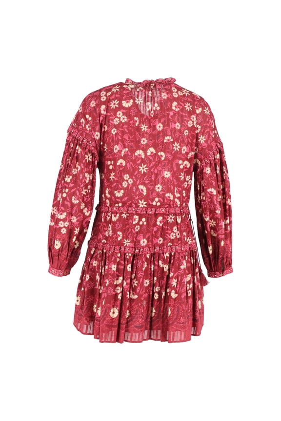 Pre-Owned Ulla Johnson Marigold Floral Printed Mini Dress in Red Cotton