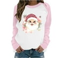 thumbnail image 2 of Xdegoge Holiday Sweatshirts for Women 2025 Raglan Crew Neck Long Sleeve Tops Xmas Santa Claus Graphic Shirts Cute Christmas Sweater for Women Christmas Tops for Women 2025 Dressy, Pink M, 2 of 3