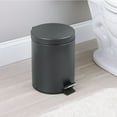 thumbnail image 2 of mDesign Small 1.3 Gallon Round Metal Step Trash Can, Liner/Handle - Dark Gray, 2 of 8