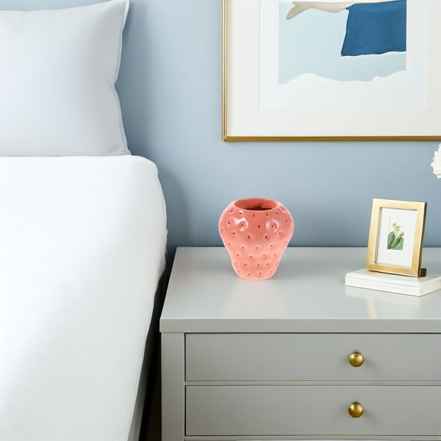 FENGGUIQU Florero Rosa Para Cocina Con Forma De Fresa Resistente Y Para Flores