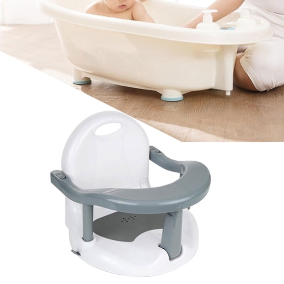 Asiento de ño Respaldo antideslizante Secado rápido en la ñera ñera estable Sentado Silla de ño para recién nacidos para niños de 6 meses en Gris