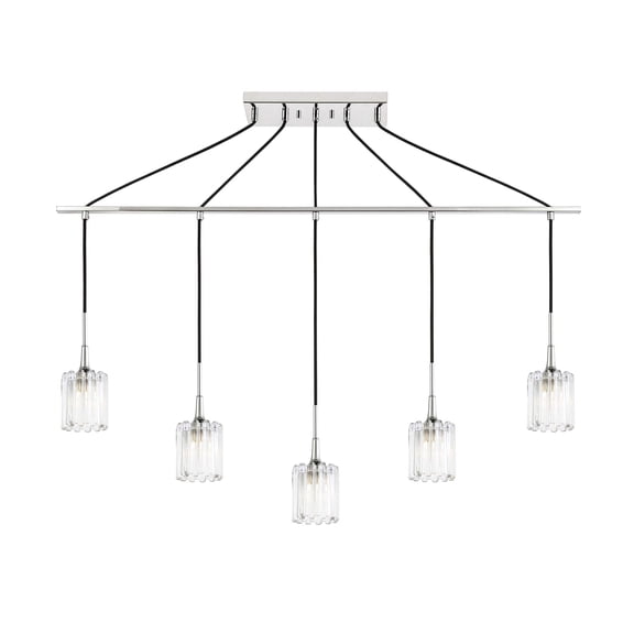 Woodbridge Lighting Regent Park 5-Light Swizzle Glass Linear Pendant in Chrome