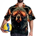 thumbnail image 4 of Vintage Bear Men's Short Sleeve Casual Printed Button Down Beach Shirt Summer Unisex Top, 4 of 6